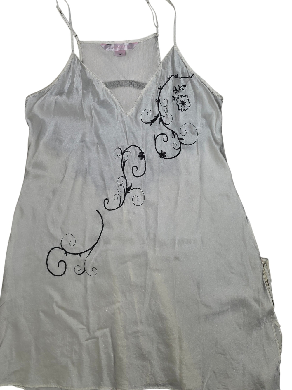 VTG Victoria’s Secret Y2K Ivory Silk Slip Dress Mesh Embroidered Fairycore M - Picture 7 of 11